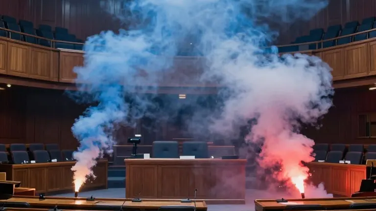 Illustration for: Albanian Parliament: Smoke Flares and Clashes Mark New Phase of Protests